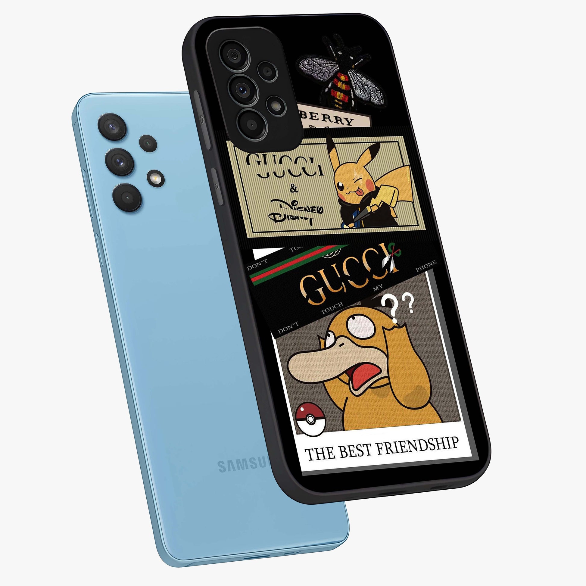 Gucci Play Mashup Glass Case displayed in angled mockup highlighting stylish fashion mashup design with bold aesthetic.