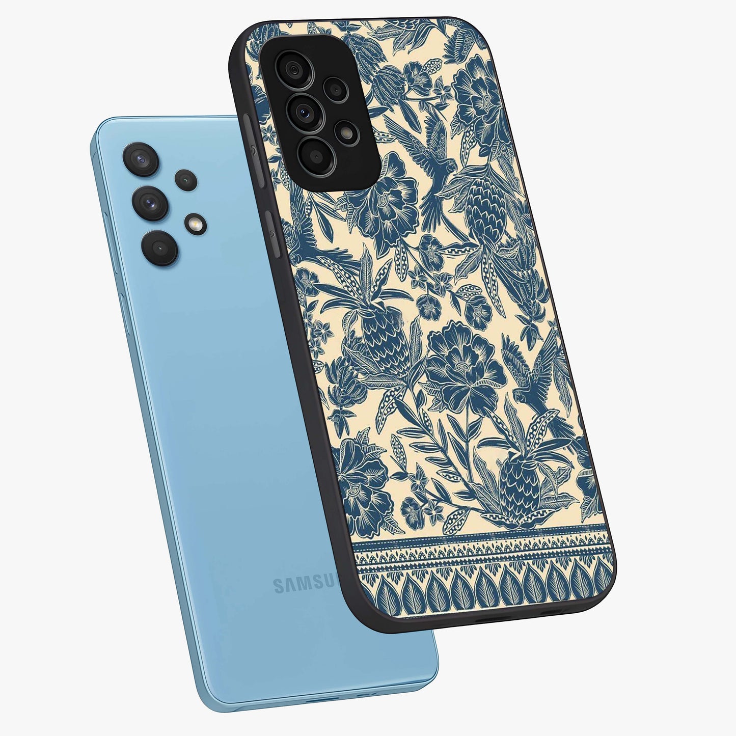 Heirloom Wild Bloom Glass Case displayed in angled mockup highlighting botanical bloom design with classic aesthetic style.