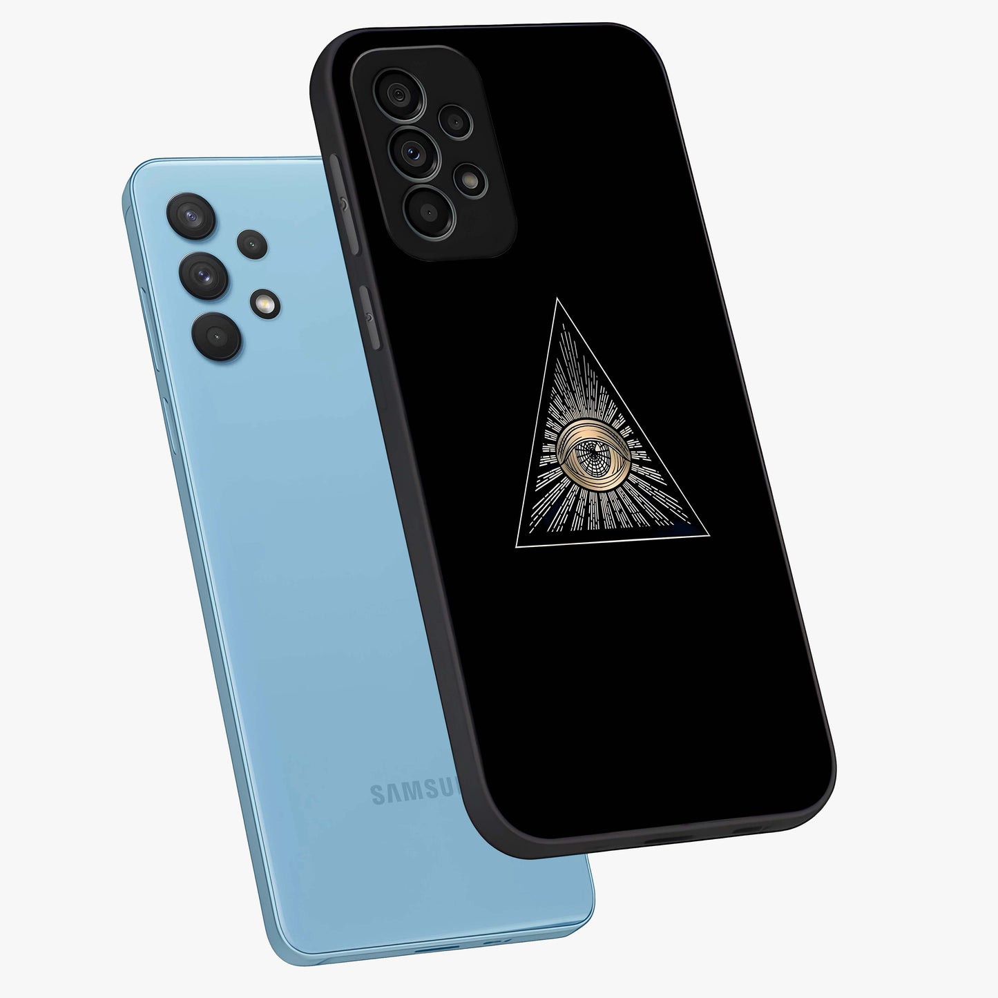 Illuminati Evil Glass Case displayed in angled mockup highlighting dark occult inspired design with bold aesthetic style.