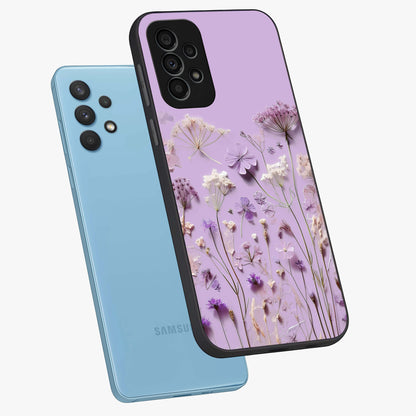 Lavender Blossom Dream Glass Case displayed in angled mockup highlighting dreamy lavender flower design with calming aesthetic style.