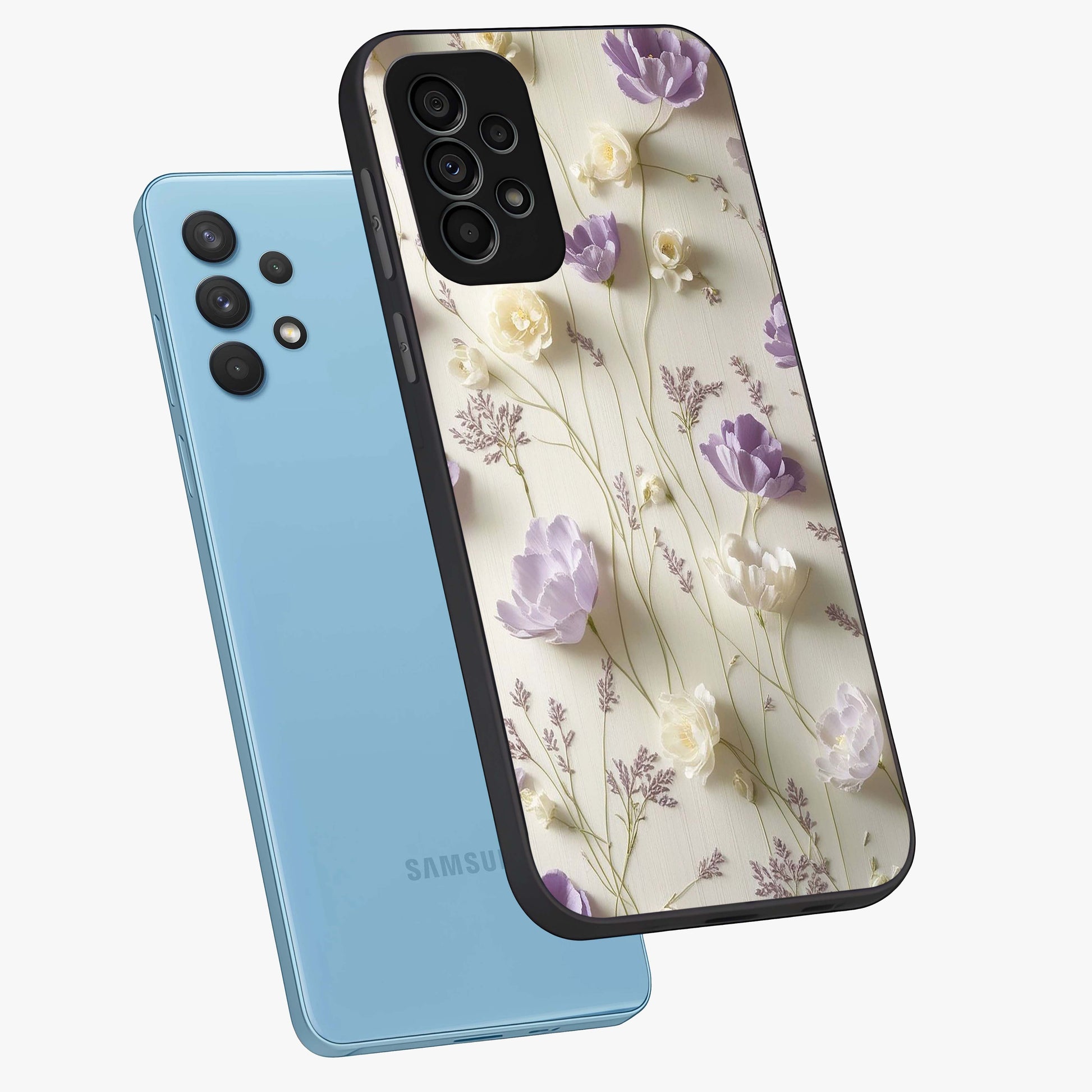 Lilac Breeze Harmony Glass Case displayed in angled mockup highlighting calm lilac breeze design with soothing aesthetic style.