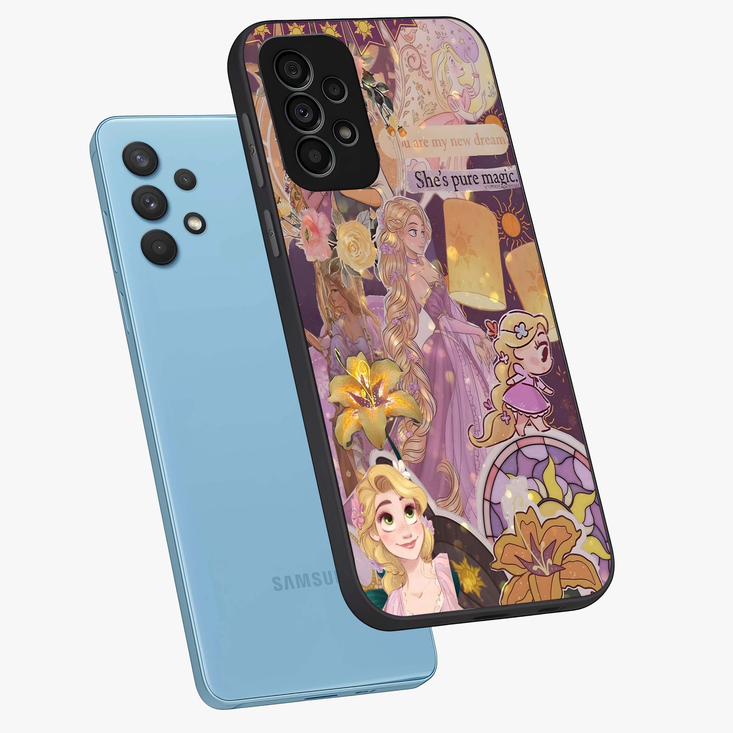 Magical Tangled Dream Glass Case displayed in angled mockup highlighting whimsical fantasy design with magical aesthetic.