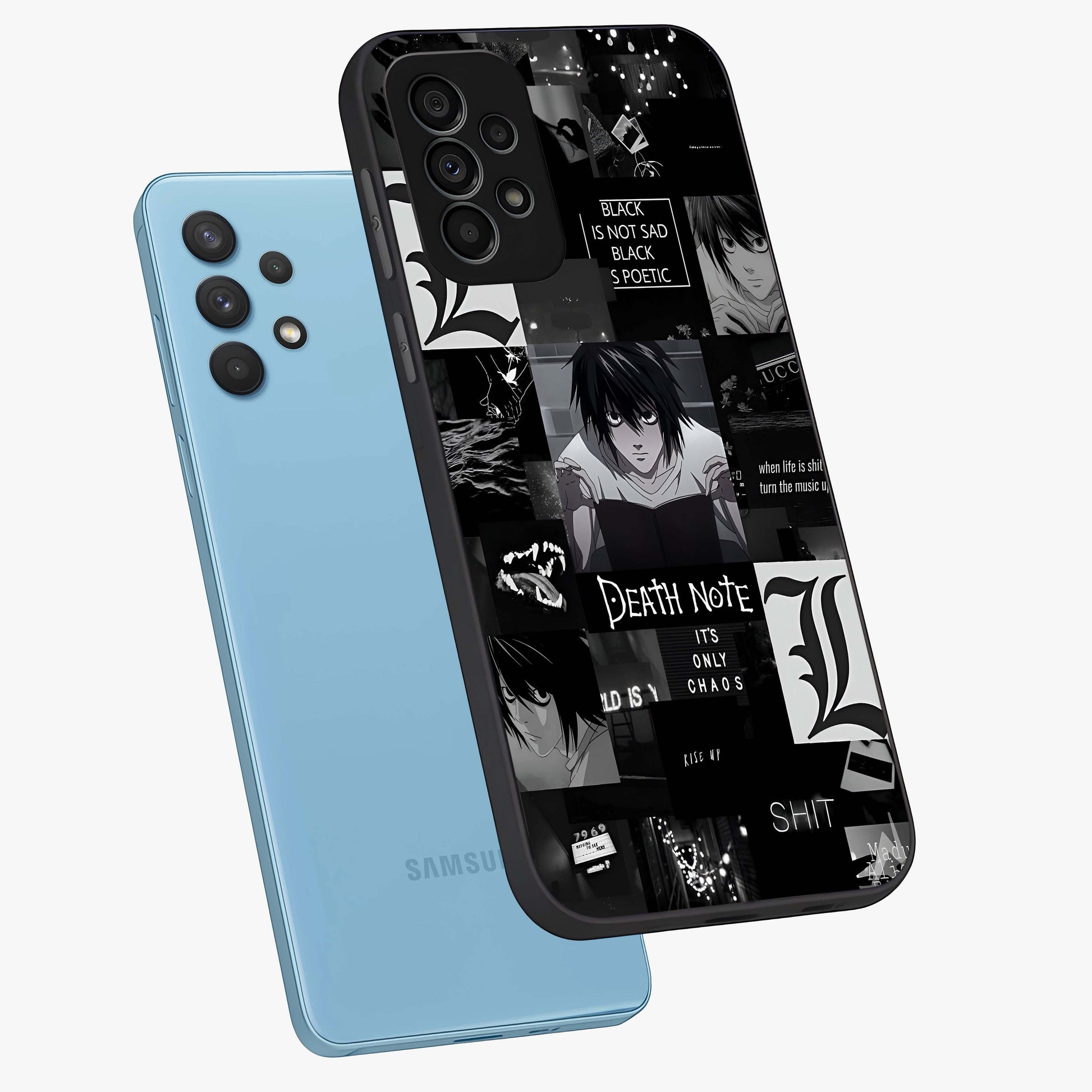 Midnight Chaos Mind Glass Case displayed in angled mockup highlighting chaotic artistic design with dramatic midnight aesthetic.
