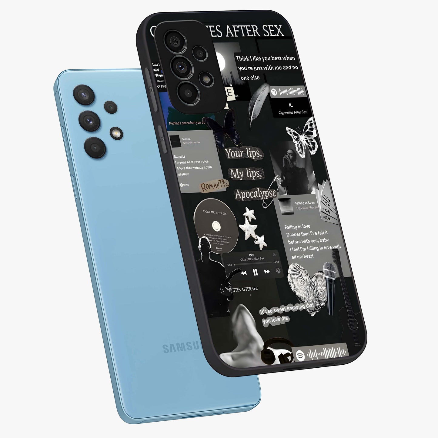 Midnight Love Echo Glass Case displayed in angled mockup highlighting elegant love inspired design with deep aesthetic style.