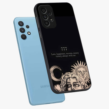 Mystic Victory Aura Glass Case displayed in angled mockup highlighting energetic aura design with bold mystical aesthetic.