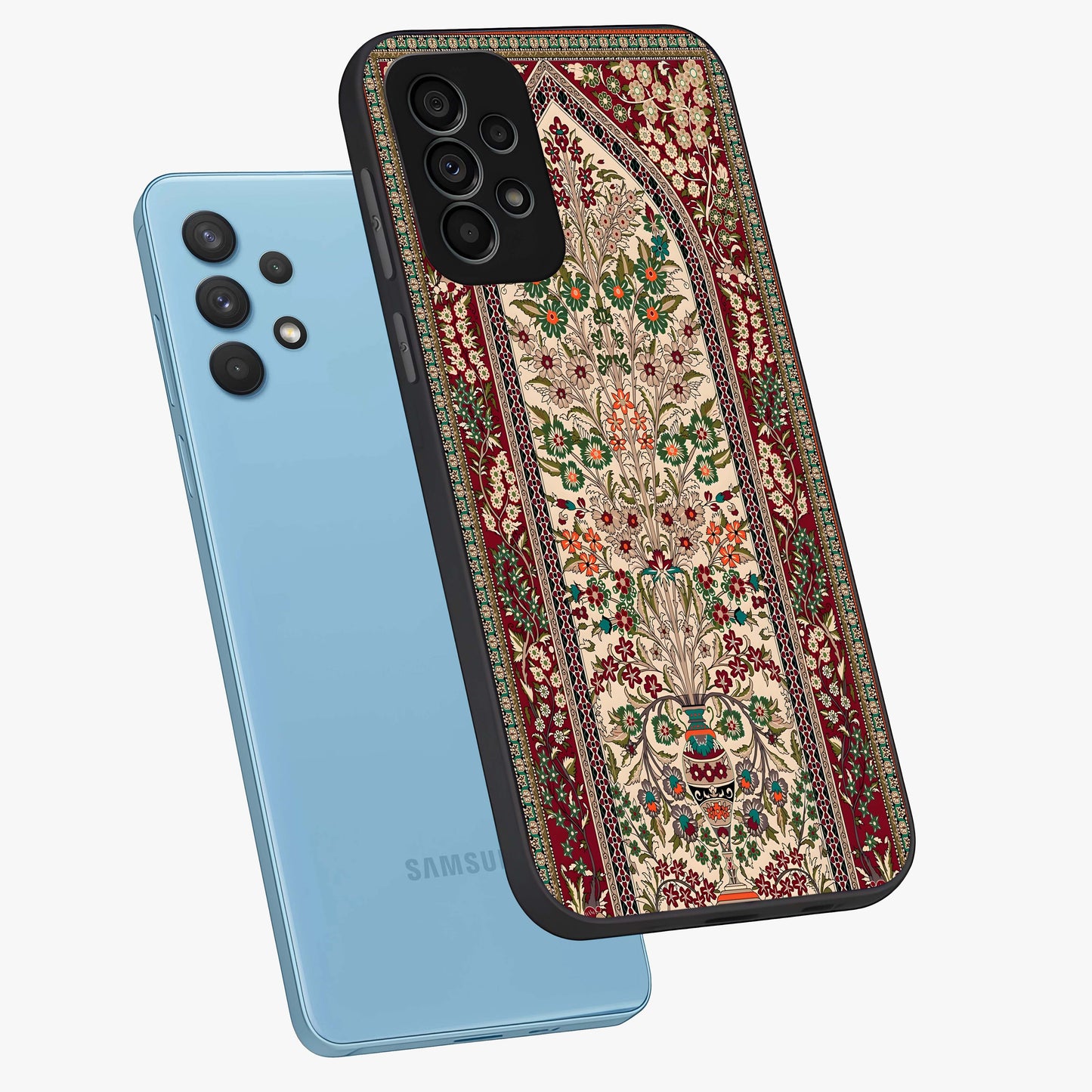 Persian Inspired Glass Case displayed in angled mockup highlighting intricate traditional design with elegant cultural aesthetic.