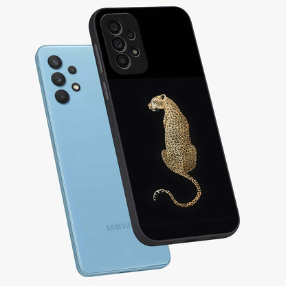 Regal Leopard Glass Case displayed in angled mockup highlighting powerful animal illustration with stylish wild aesthetic.