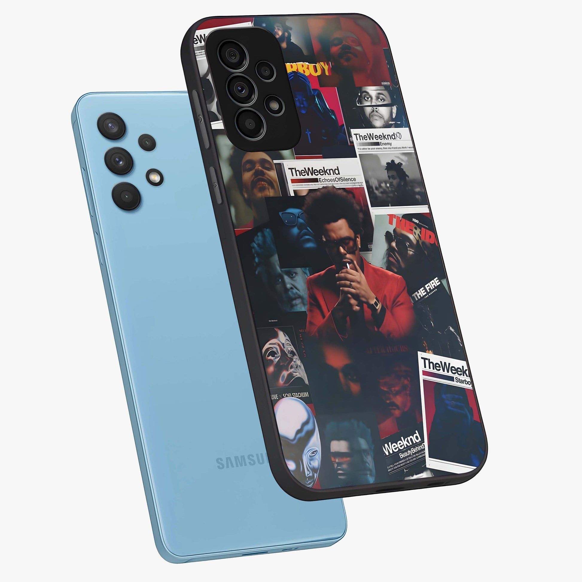 The Weeknd Glass Case displayed in angled mockup highlighting stylish pop culture inspired design with modern aesthetic.