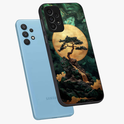 Zen Moon Rise Glass Case displayed in angled mockup highlighting peaceful lunar design with zen aesthetic style.