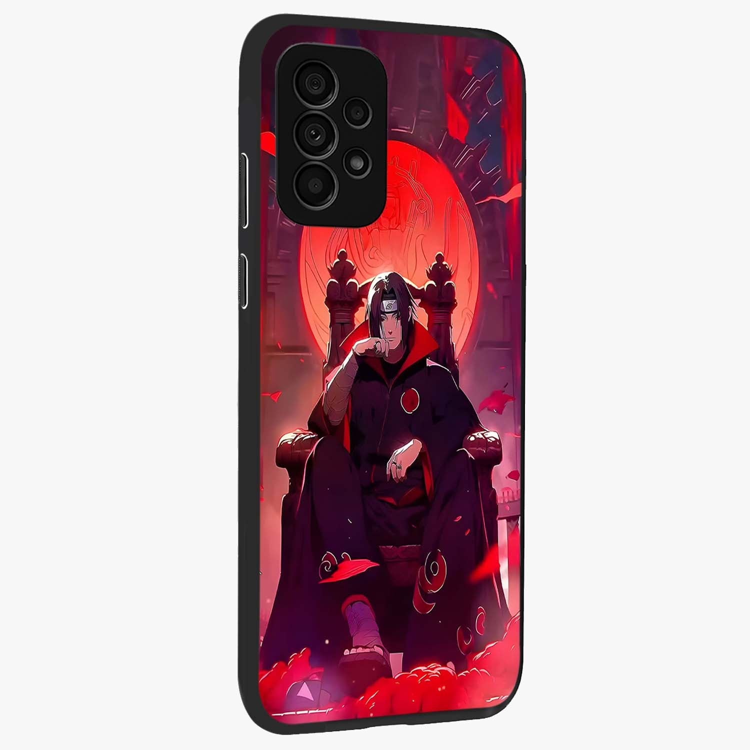 Blood Moon Sovereign Glass Case upright view showcasing powerful moon inspired artwork with cosmic aesthetic style.