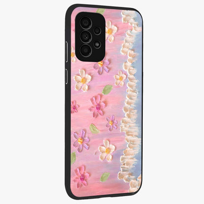 Dreamy Painted Garden Glass Case upright view showcasing vibrant floral garden artwork with artistic nature theme.