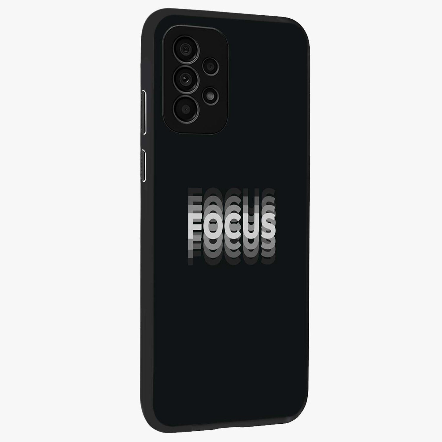 Focused Blade Discipline Glass Case upright view showcasing strong typography statement with sleek motivational theme.