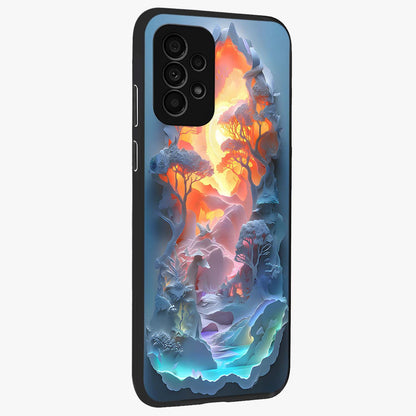 Glow Forest Portal Glass Case upright view showcasing enchanted forest portal artwork with fantasy nature theme.