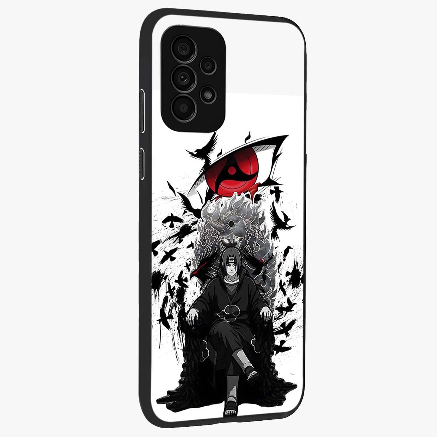 Uchiha Shadow Throne Glass Case upright view showcasing magical underwater galaxy artwork with vibrant cosmic theme.