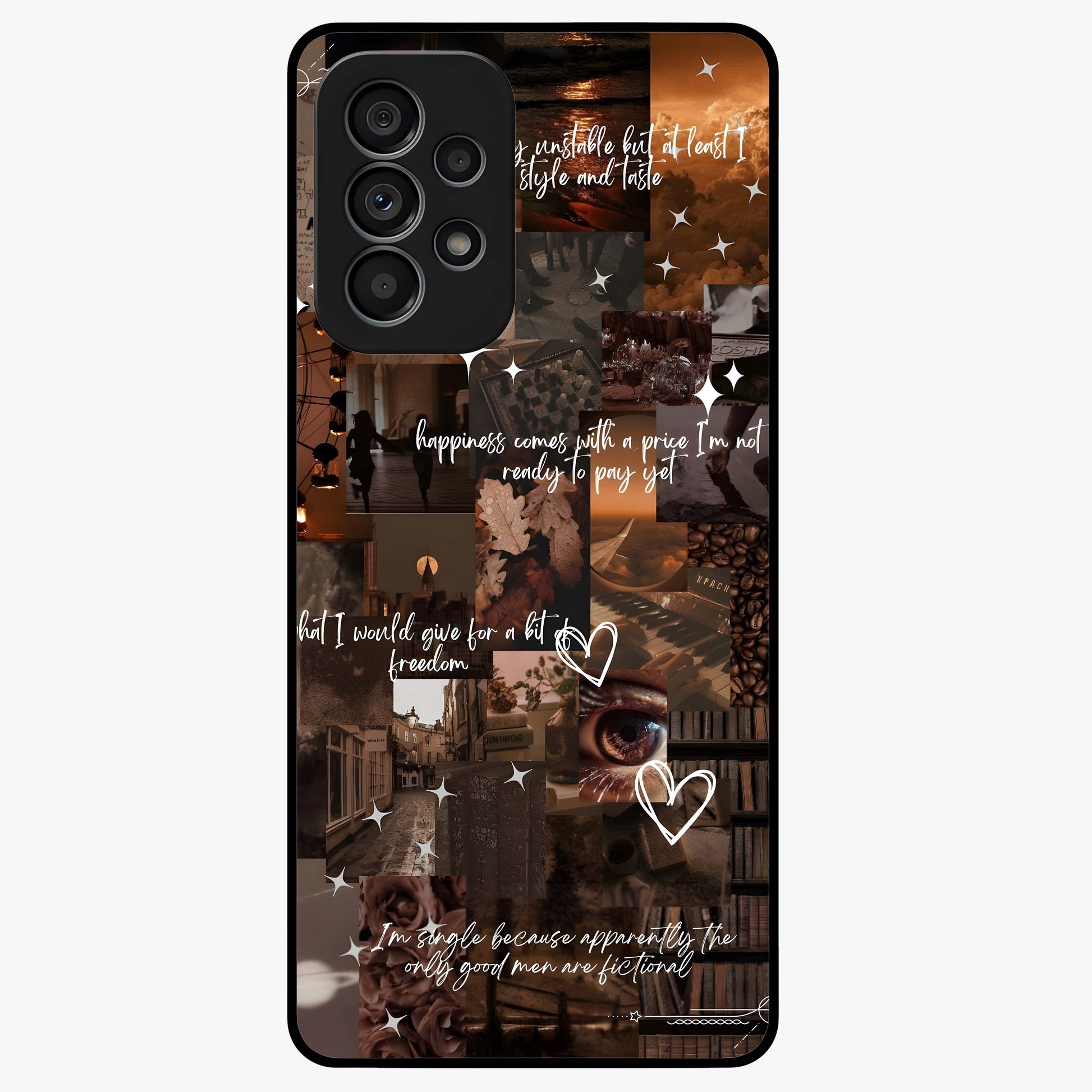 Bittersweet Aesthetic Chaos Glass Case showing flat back view with artistic chaotic aesthetic design and glossy glass finish.