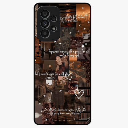 Bittersweet Aesthetic Chaos Glass Case showing flat back view with artistic chaotic aesthetic design and glossy glass finish.