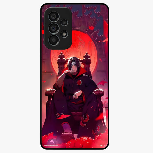 Blood Moon Sovereign Glass Case showing flat back view with mystical blood moon artwork and glossy glass finish.