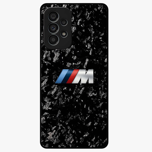 Carbon Speed Mark Glass Case showing flat back view with sporty carbon pattern artwork and glossy glass finish.