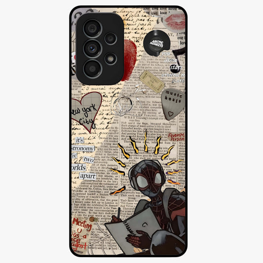 City Dream Sketch Glass Case showing flat back view with artistic city skyline sketch artwork and glossy glass finish.