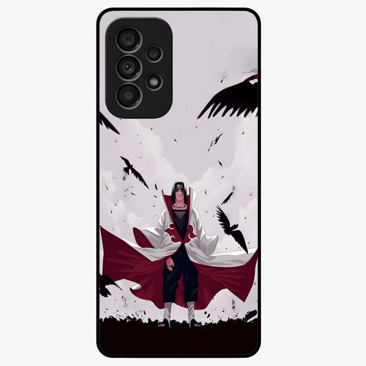 Crimson Crow Ascension Glass Case showing flat back view with mystical crow artwork and glossy glass finish.