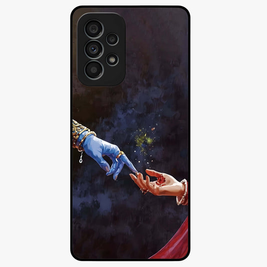 Divine Touch Eternal Glass Case showing flat back view with spiritual themed artwork and glossy glass finish.