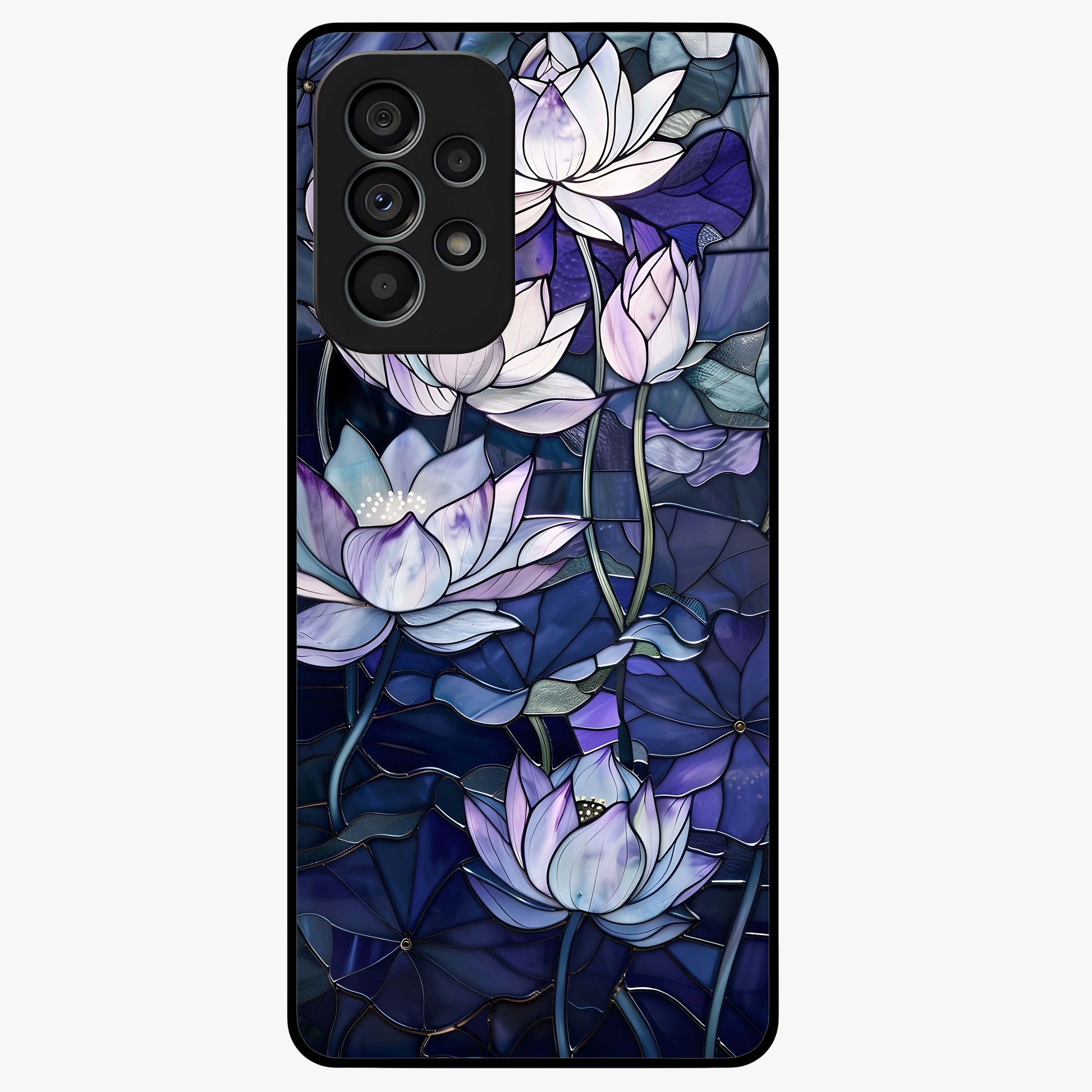 Gloss Petal Rush Glass Case showing flat back view with glossy flower petal artwork and smooth glass finish.