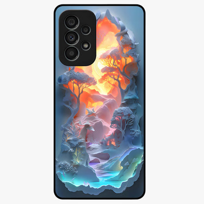 Glow Forest Portal Glass Case showing flat back view with glowing forest portal artwork and glossy glass finish.