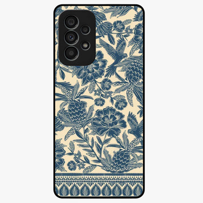 Heirloom Wild Bloom Glass Case showing flat back view with vintage inspired wild flower artwork and glossy glass finish.