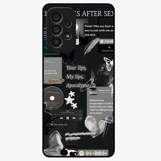 Midnight Love Echo Glass Case showing flat back view with romantic midnight themed artwork and glossy glass finish.