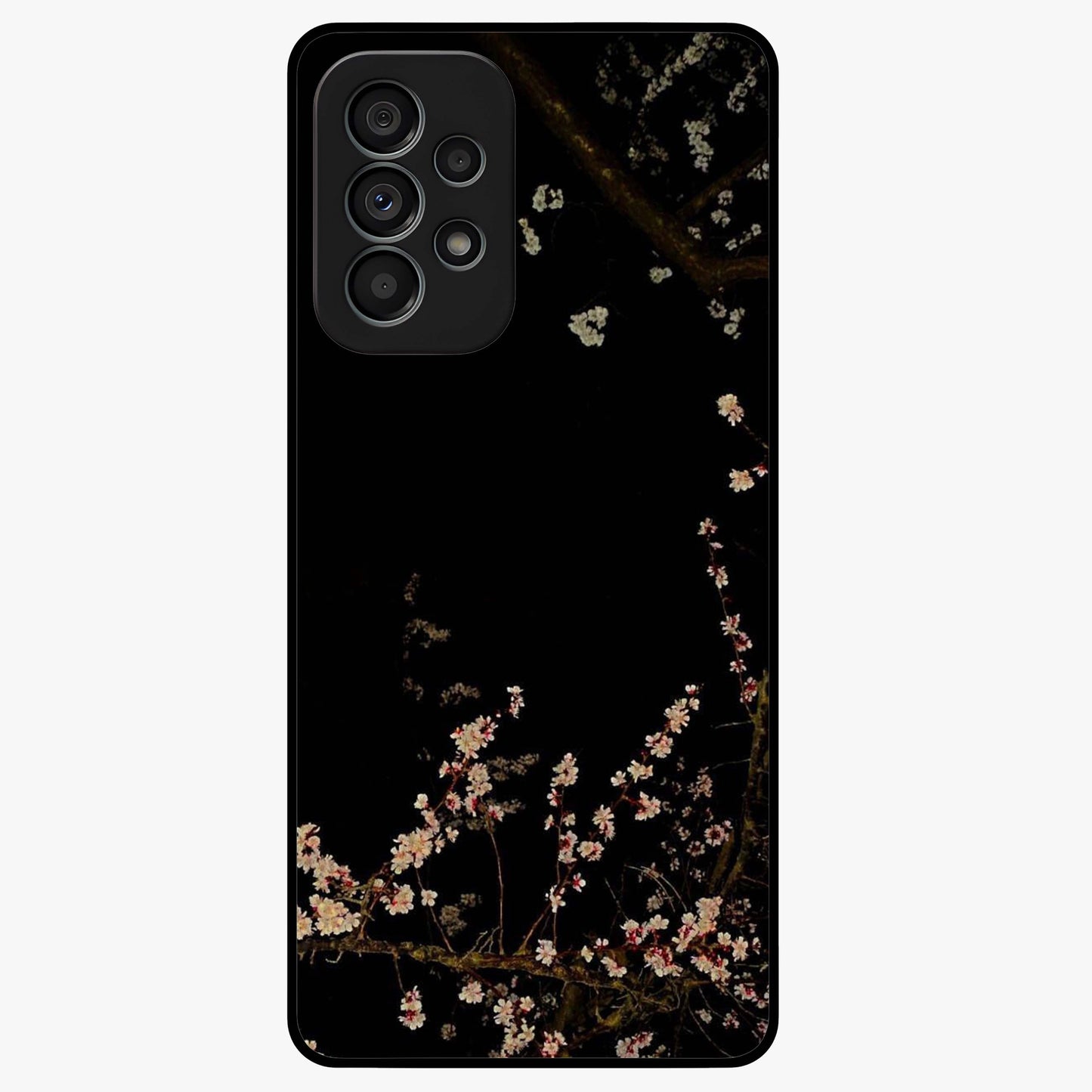 Petal Moon Light With Custom Name Glass Case showing flat back view with floral moonlight artwork and personalized name design.