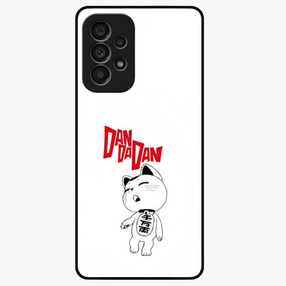 Playful Spirit Charm Glass Case showing flat back view with cheerful charm themed artwork and glossy glass finish.