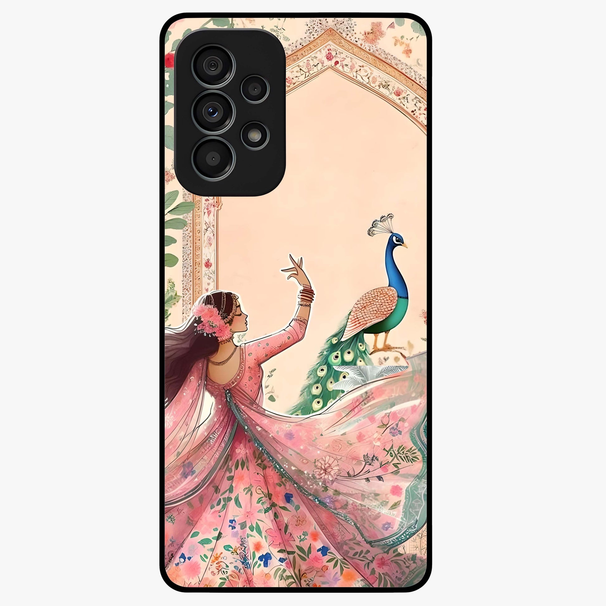 Royal Grace Muse Glass Case showing flat back view with elegant artistic artwork and glossy glass finish.