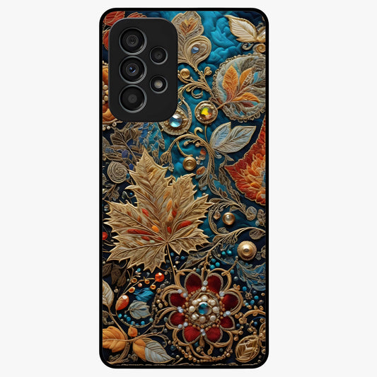 Royal Jewel Garden Glass Case showing flat back view with decorative floral garden artwork and glossy glass finish.
