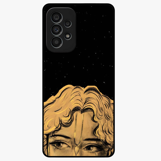 Shri Krishna Art Glass Case showing flat back view with devotional Krishna artwork and glossy glass finish.