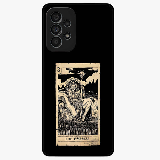 The Empress Glass Case showing flat back view with regal feminine artwork and glossy glass finish.