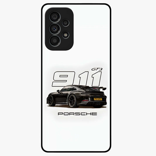 Turbo Legacy Icon Glass Case showing flat back view with iconic sports car inspired artwork and glossy glass finish.