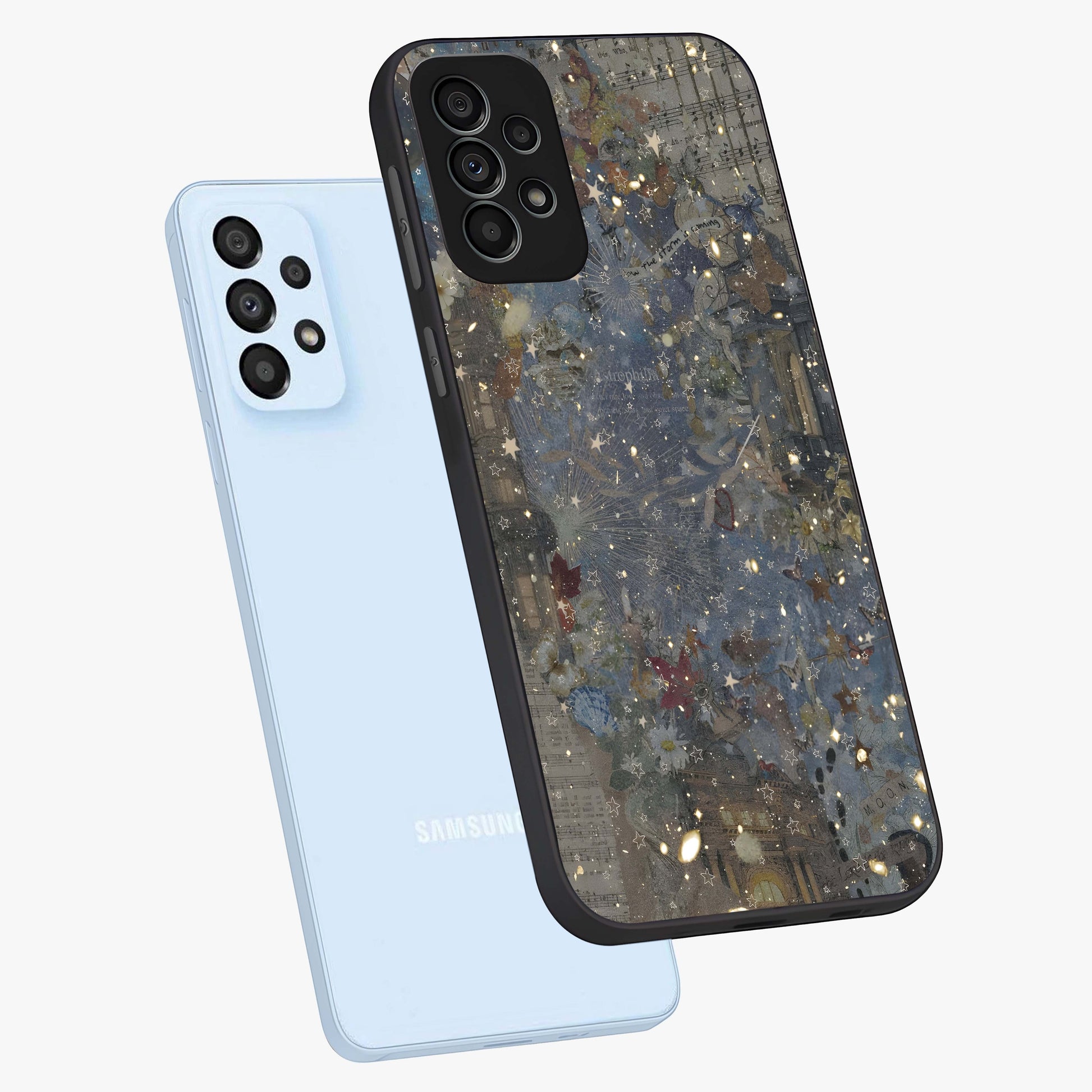 Aesthetic Astrolophia Glass Case displayed in angled mockup highlighting artistic aesthetic elements and smooth glass surface.