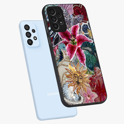 Beaded Garden Fantasy Glass Case displayed in angled mockup highlighting fantasy inspired floral bead pattern.