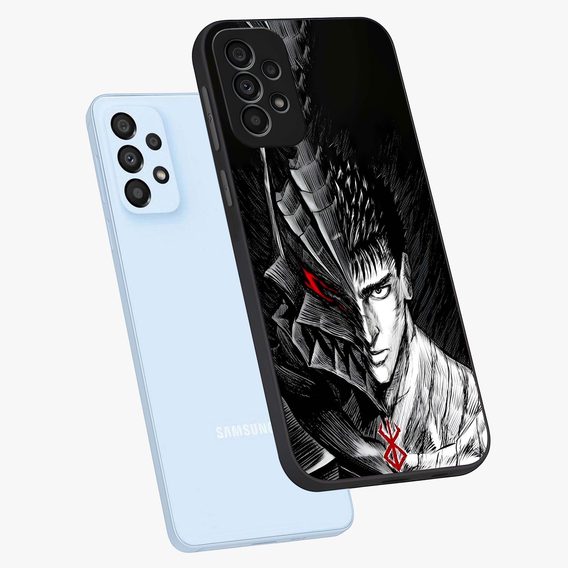Berserker Blood Oath Glass Case displayed in angled mockup highlighting dark fantasy graphic design and powerful theme.