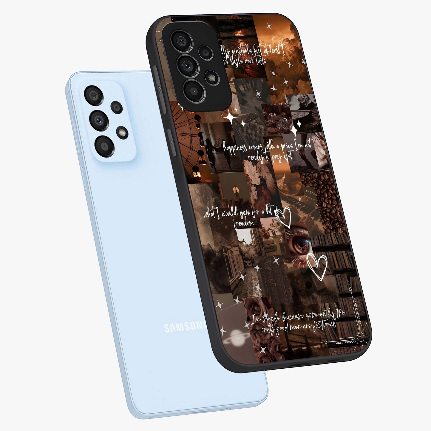 Bittersweet Aesthetic Chaos Glass Case displayed in angled mockup highlighting expressive abstract artwork and edgy aesthetic theme.