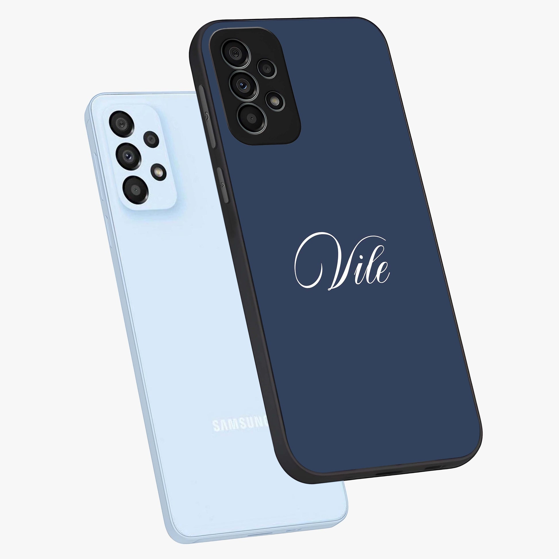 Blue Vintage Floral Pattern Glass Case showing flat back view with elegant vintage floral artwork and glossy glass finish.