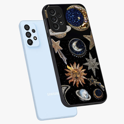 Celestial Gem Constellations Glass Case displayed in angled mockup highlighting gemstone inspired constellation design.