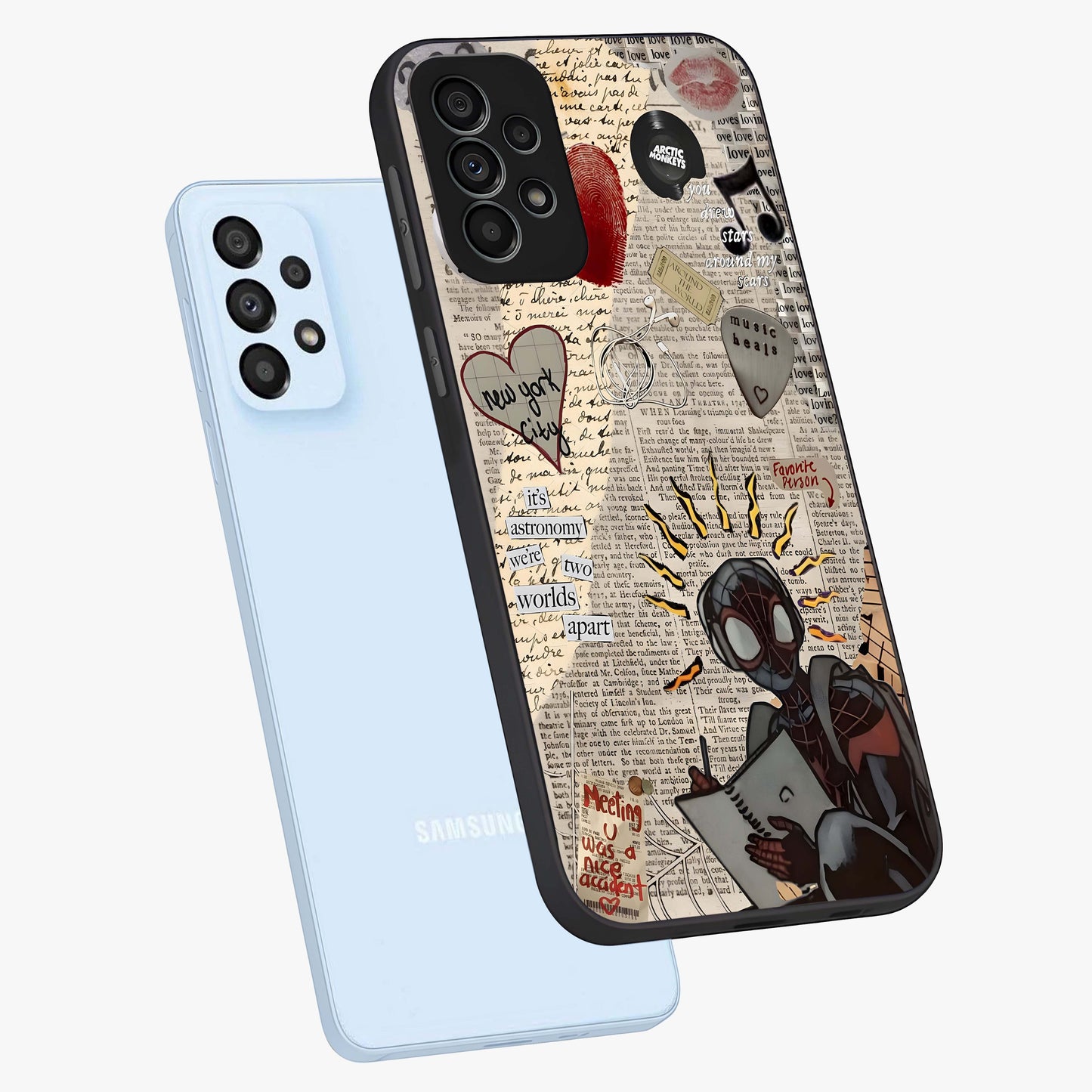 City Dream Sketch Glass Case displayed in angled mockup highlighting minimal city illustration with aesthetic sketch style.
