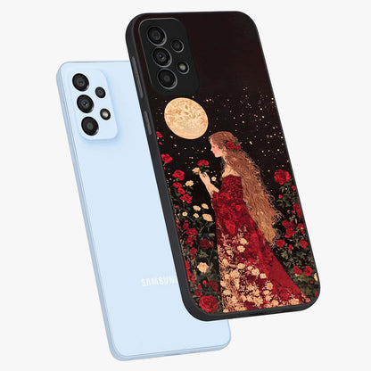 Crimson Dreams Glass Case displayed in angled mockup highlighting soft crimson aesthetic design with artistic theme.