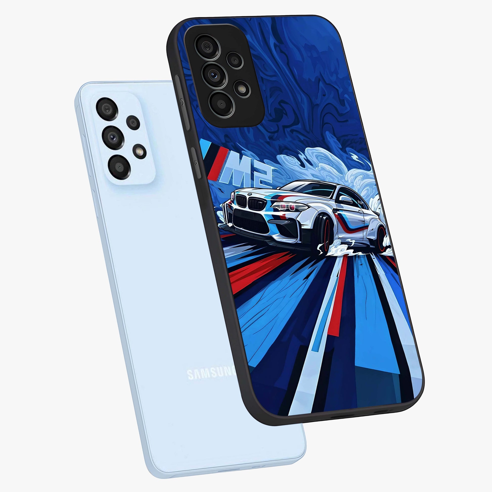 Drift Power Rush Glass Case displayed in angled mockup highlighting powerful drift car design with sporty aesthetic style.