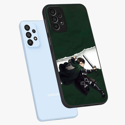 Emerald War Vanguard Glass Case displayed in angled mockup highlighting intense battle inspired design with emerald tone aesthetic.