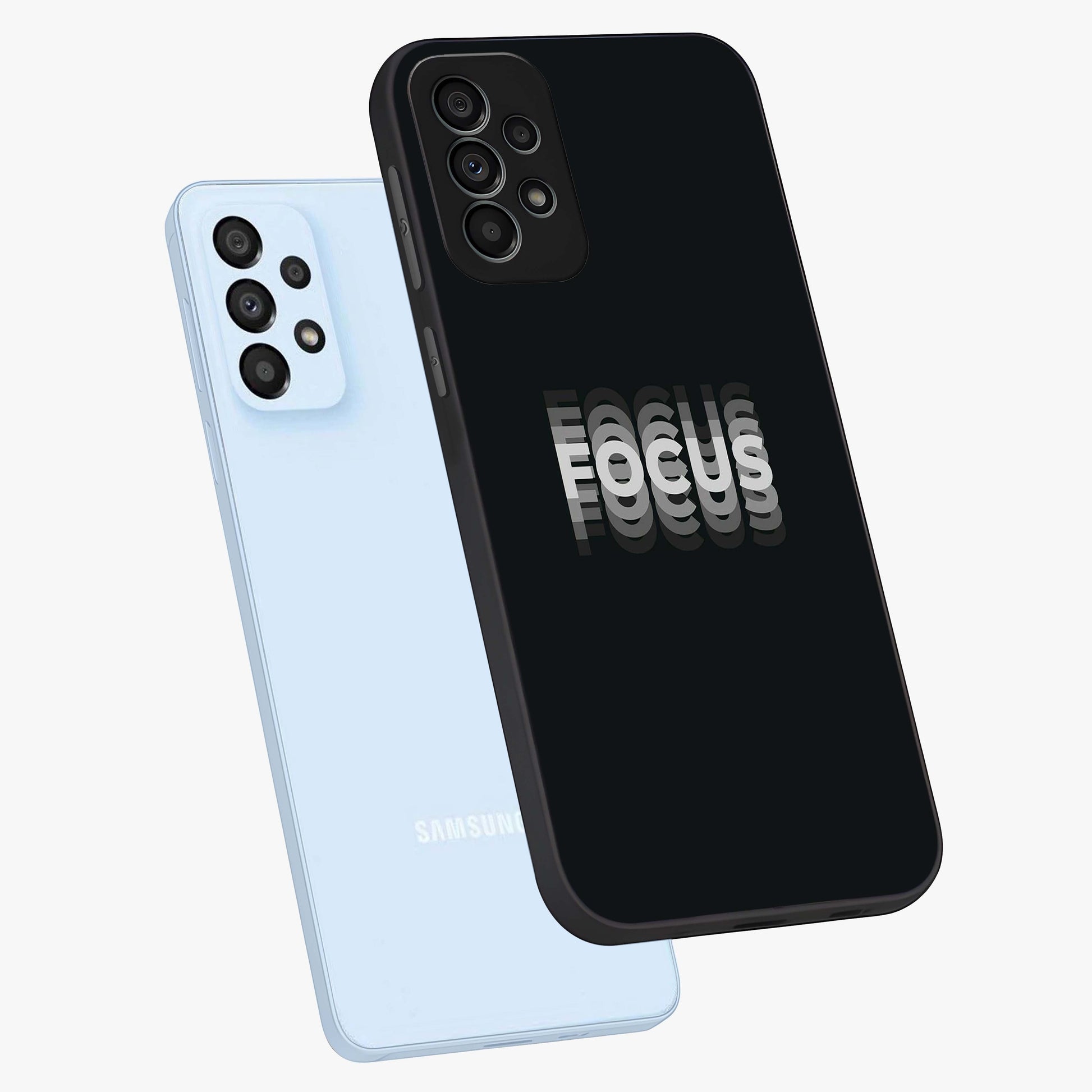 Focused Blade Discipline Glass Case displayed in angled mockup highlighting clean minimal text artwork with modern aesthetic style.