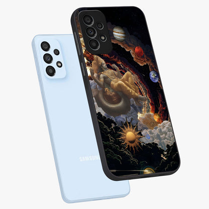Galactic Divine God Glass Case displayed in angled mockup highlighting powerful celestial deity illustration with galactic aesthetic.