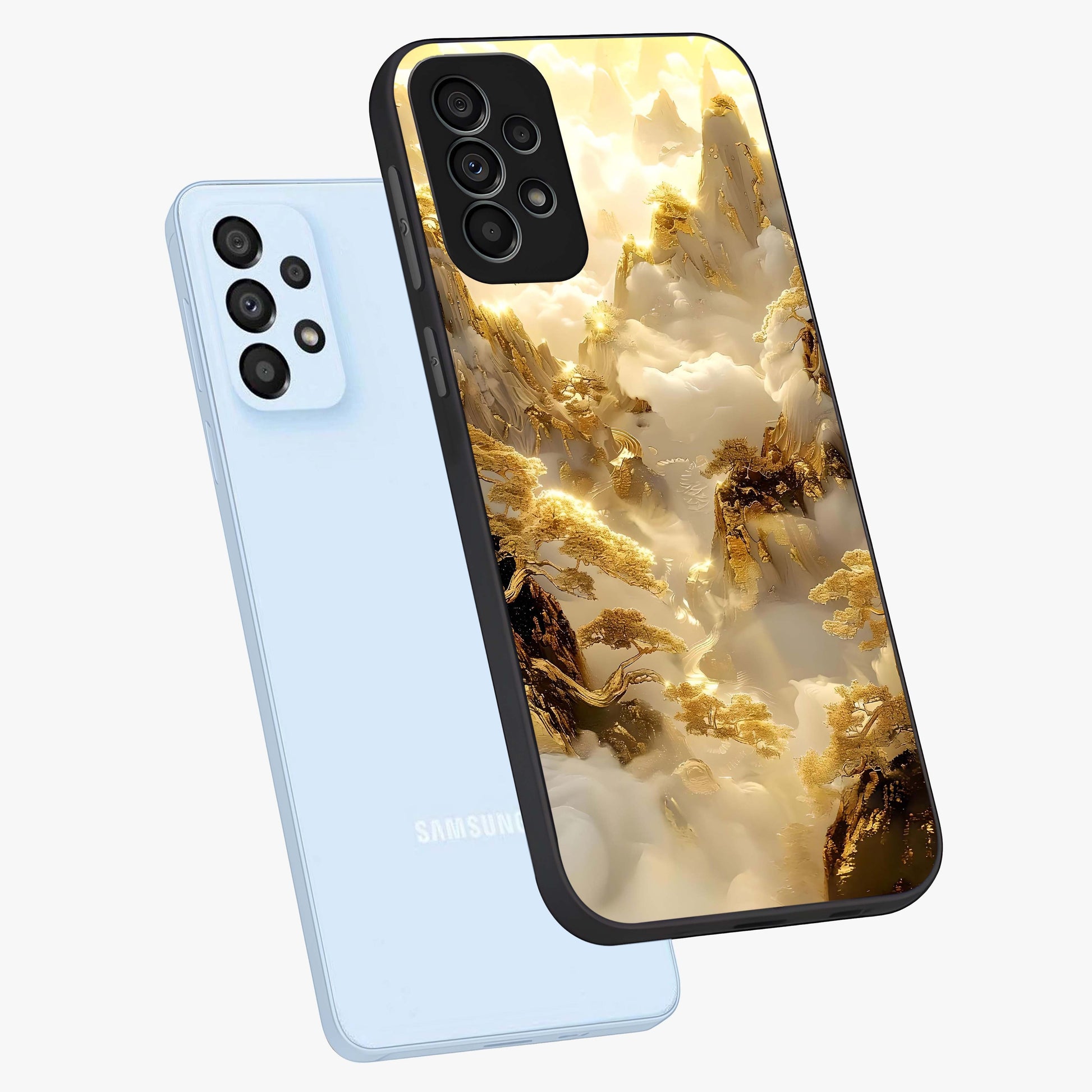 Gates Of Illumination Glass Case displayed in angled mockup highlighting radiant portal inspired design with fantasy aesthetic.