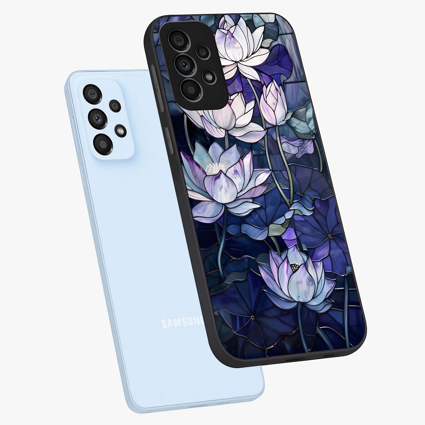 Gloss Petal Rush Glass Case displayed in angled mockup highlighting vibrant petal design with elegant floral aesthetic.